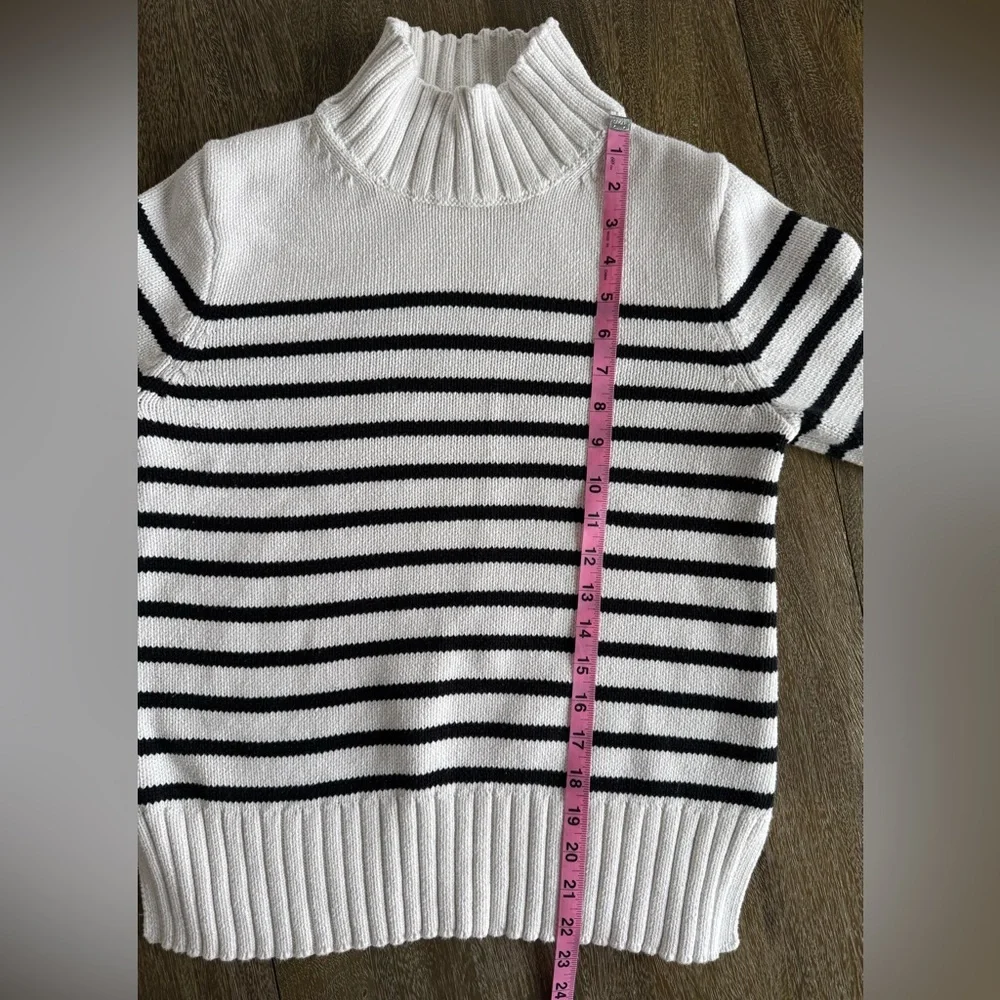 J. Crew Cotton Turtleneck Sweater Black & White Stripe Size XS - Picture 8 of 8